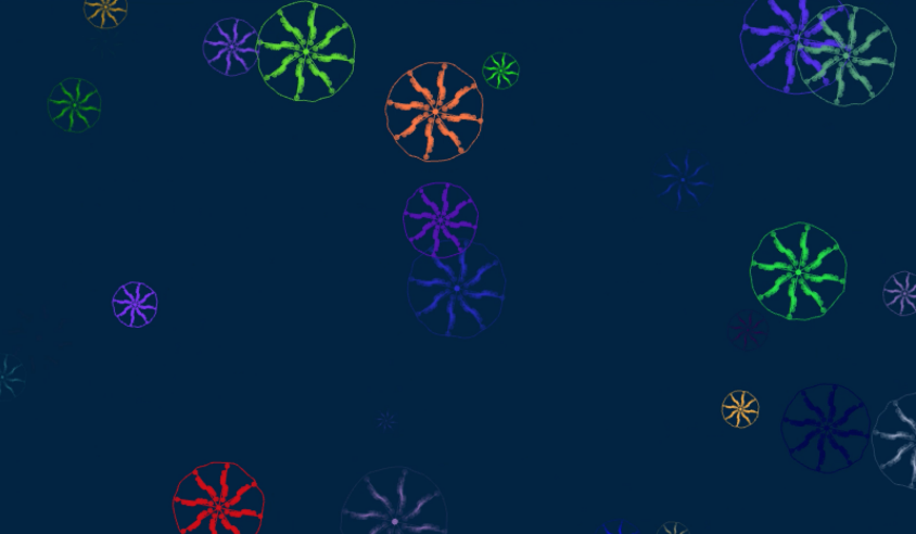 Detailed shot of the recursive sea creatures